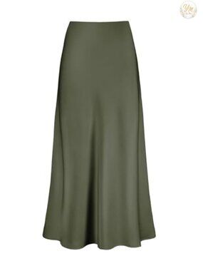 Women's Satin High Waisted Maxi Skirt A Line Silk Long Skirt
